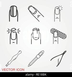 Manicure logo icona, illustrazione vettoriale simbolo segno per la progettazione Illustrazione Vettoriale