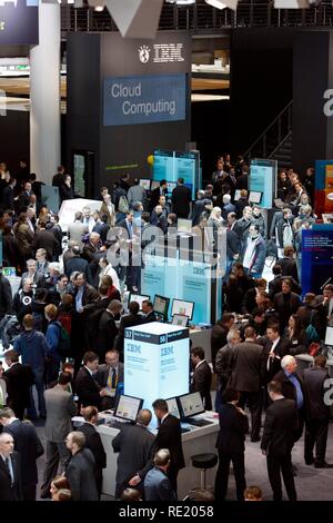 IBM stand al computer e fiera CeBIT Messegelaende, Area della fiera di Hannover, Hannover, Bassa Sassonia Foto Stock