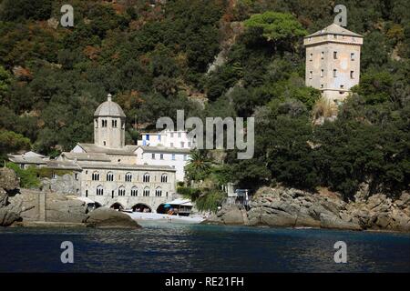Di San Fruttuoso di Capodimonte abbazia benedettina, Camogli comunità, Liguria, Italia, Europa Foto Stock