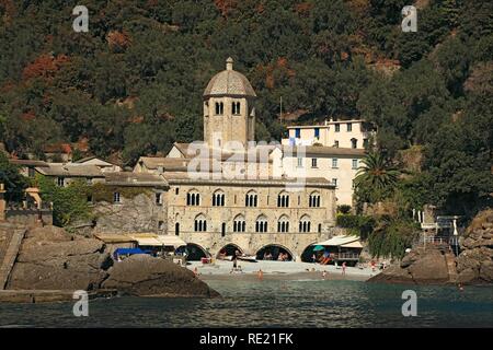 Di San Fruttuoso di Capodimonte abbazia benedettina, Camogli comunità, Liguria, Italia, Europa Foto Stock