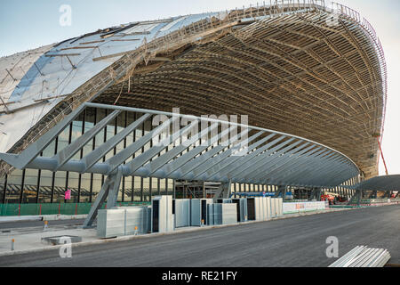 Pechino / Cina - 10 Ottobre 2018: sito in costruzione della nuova Pechino Daxing aeroporto internazionale, per essere aperto il 30 settembre 2019. Foto Stock