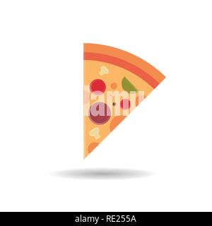 Trancio di pizza icona fast food concept isolate su sfondo bianco flat Illustrazione Vettoriale