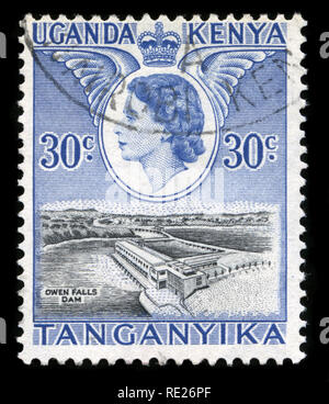 Francobollo da British East Africa (Kenya, Uganda, Tanganika) in la Regina Elisabetta II e vedute serie emesse nel 1954 Foto Stock