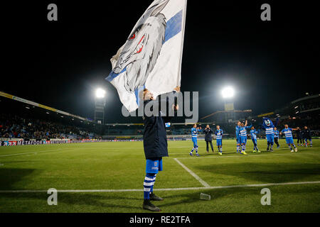 ZWOLLE, 19-01-2019, MAC3Park Stadium, stagione 2018 / 2019, olandese Eredivisie, PEC Zwolle player Lennart Thyduring match PEC Zwolle - Feyenoord. Foto Stock