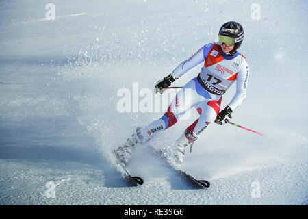 KILLINGTON VT - novembre 24: Lara Gut della SUI nell'area di finitura dopo la seconda esecuzione di slalom gigante su Audi FIS Coppa del Mondo di sci. Foto Stock