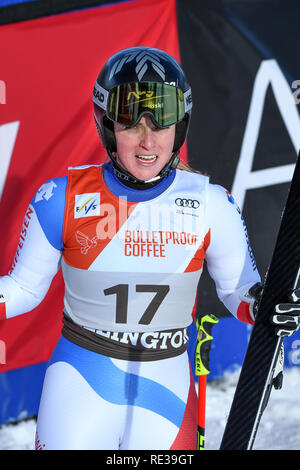 KILLINGTON VT - novembre 24: Lara Gut della SUI nell'area di finitura dopo la seconda esecuzione di slalom gigante su Audi FIS Coppa del Mondo di sci. Foto Stock