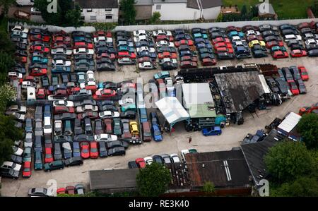 Auto junkyard, Oberhausen, Renania settentrionale-Vestfalia Foto Stock
