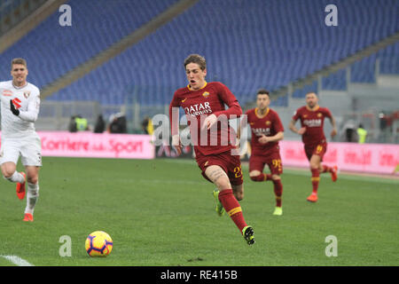 Roma, Italia. Xix gen, 2019. Nicol˜ Zaniolo presso lo Stadio Olimpico di Roma, AS Roma beat Fc Torino 3-2 per il primo gioco della seconda partita di campionato italiano A. Credito: Paolo Pizzi/Pacific Press/Alamy Live News Foto Stock