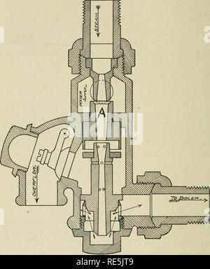 . Creamery butter-making. Il burro. 276 CREAMERY BUTTER rendendo 'm. Fig. 78.- Iniettore. come segue: emissione di vapore proveniente da una caldaia sotto 70 libbre di pressione ha una velocità di 1.700 piedi per secondo. Quando il vapore acqueo con questa alta velocità colpisce il combinare un tubo, produce aspirazione il quale a sua volta induce un flusso di acqua. Non appena l'acqua entra nel tubo di combinazione è dato il moto dall'alta velocità del vapore. Si prega di notare che queste immagini vengono estratte dalla pagina sottoposta a scansione di immagini che possono essere state migliorate digitalmente per la leggibilità - Colorazione e aspetto di queste illustrazioni potrebbero non p Foto Stock