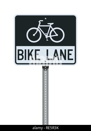 Illustrazione Vettoriale della pista ciclabile in bianco e nero cartello stradale Illustrazione Vettoriale