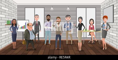 Cartoon caratteri aziendali in ufficio. Illustrazione Vettoriale