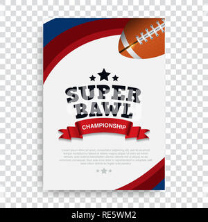 Poster american football , banner e modello brochure design vettoriali, super bowl, rugby sport Foto Stock