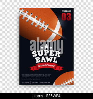 Poster american football , banner e modello brochure design vettoriali, super bowl, rugby sport Foto Stock