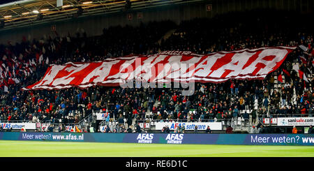 ALKMAAR, AZ - FC Utrecht, 19-01-2019, calcio Eredivisie olandese Stagione 2018 - 2019, AFAS Stadium, banner delle ventole AZ Foto Stock