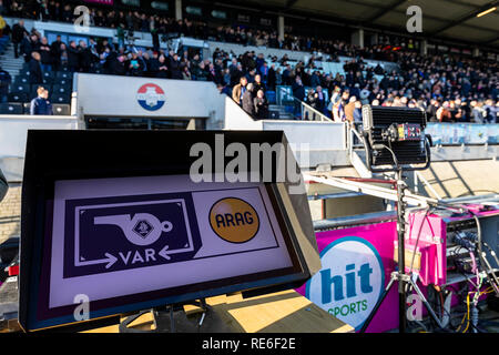 TILBURG, Paesi Bassi, 20-01-2019, calcio, Koning Willem II stadium, olandese eredivisie, stagione 2018/2019, VAR, durante la partita Willem II - NAC, Foto Stock