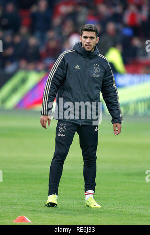 Amsterdam, Paesi Bassi. Xx gen, 2019. Amsterdam, Paesi Bassi. Xx gen, 2019.Stadium Johan Cruyff Arena football, olandese Eredivsie Stagione 2018 / 2019, Lisandro Magallan durante il gioco Ajax - SC Heerenveen Credito: Pro scatti/Alamy Live News Foto Stock