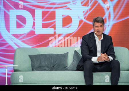 Monaco di Baviera, Germania. Xx gen, 2019. Harald Krüger, CEO di BMW, parla sul palco della vita digitale Design (DLD) Conferenza dell'innovazione. Foto: Lino Mirgeler/dpa Credito: dpa picture alliance/Alamy Live News Foto Stock