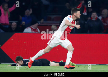 Amsterdam, Paesi Bassi. Xx gen, 2019. Amsterdam, Paesi Bassi. Xx gen, 2019.Stadium Johan Cruyff Arena football, olandese Eredivsie Stagione 2018 / 2019 e Klaas Jan Huntelaar punteggi 4-3 durante il gioco Ajax - SC Heerenveen Credito: Pro scatti/Alamy Live News Foto Stock