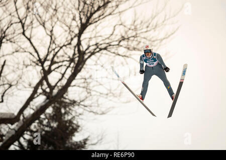 Zakopane (Polonia). Xx gen, 2019. Un ponticello di sci, Andreas Stjernen, vola giù durante il team competizione individuale per FIS Ski Jumping World Cup il 20 gennaio 2019, a Zakopane (Polonia). Credito: Diogo Baptista/Alamy Live News Foto Stock