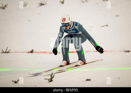 Zakopane (Polonia). Xx gen, 2019. Un ponticello di sci, Andreas Stjernen, vola giù durante il team competizione individuale per FIS Ski Jumping World Cup il 20 gennaio 2019, a Zakopane (Polonia). Credito: Diogo Baptista/Alamy Live News Foto Stock