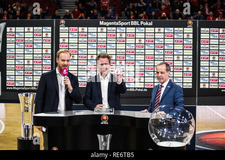 Germania, Bamberg, Brose Arena - 20 Gen 2019 - Pallacanestro, Coppa Tedesca, BBL - Brose Bamberg rispetto ai cestelli di Telekom Bonn - Immagine: BBL Playoff disegnare foto: Ryan Evans Credito: Ryan Evans/Alamy Live News Foto Stock