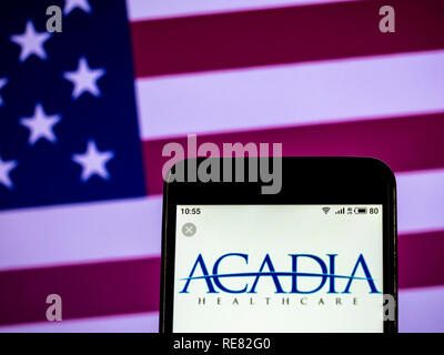 Acadia Healthcare visto il logo visualizzato sul telefono intelligente Foto Stock