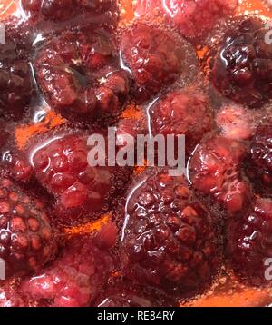 Close up di lamponi freschi in un cocktail Foto Stock