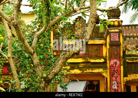 I motivi della Quan Am Pagoda nel centro storico UNESCO di cui centrale città vietnamita di Hoi An Foto Stock