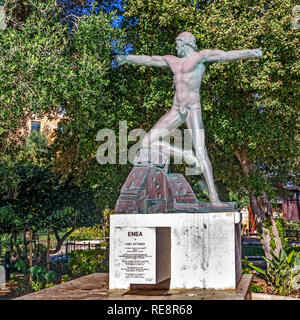Statua di Enea, Lower Barrakka Gardens, Valletta, Malta Foto Stock