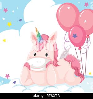 Un carattere di unicorn su cloud illustrazione Illustrazione Vettoriale