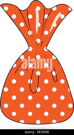 Caramella in un involucro di colore arancione, piatto oggetto di design. Isolato su sfondo bianco. Illustrazione vettoriale EPS10. Illustrazione Vettoriale