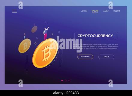 Concetto Cryptocurrency - moderno vettore isometrica di banner per il web Illustrazione Vettoriale