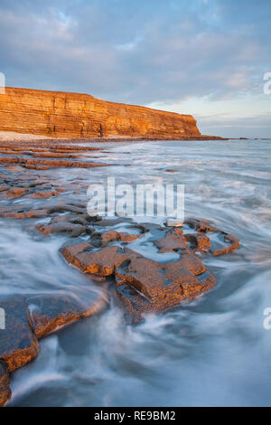 Punto di Nash, Monknash Costa, Vale of Glamorgan, Galles Foto Stock