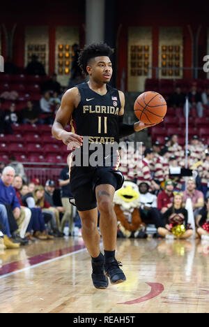 Conte Forum. Xx gen, 2019. MA, USA; Florida State Seminoles guard David Nichols (11) in azione durante il NCAA pallacanestro tra la Florida State Seminoles e Boston College Eagles al Conte Forum. Il Boston College ha vinto 87-82. Anthony Nesmith/CSM/Alamy Live News Foto Stock