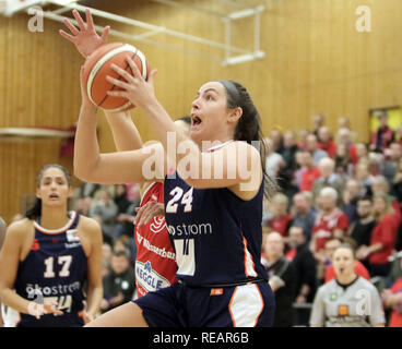 Wasserburg, Germnany. Xx gen, 2019. Kristen GAFFNEY (Freiburg/US), .Gerrman Womans Basketball Bundesliga 2018/19, TSV Wasserburg vs USC Freiburg, Jan 20, 2019, .Badria Centro Sportivo, Wasserburg, Credito: Wolfgang Fehrmann/ZUMA filo/Alamy Live News Foto Stock