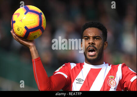 SEVILLA, 20-01-2019. Primera Division campionato spagnolo. LaLiga. Estadio Benito Villamarin. Jonas Ranalho Girona (FC) durante il gioco Real Betis - Girona FC. Foto Stock