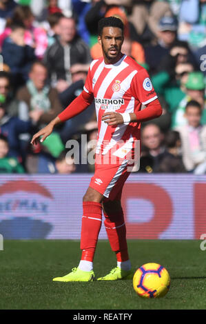 SEVILLA, 20-01-2019. Primera Division campionato spagnolo. LaLiga. Estadio Benito Villamarin. Jonas Ranalho Girona (FC) durante il gioco Real Betis - Girona FC. Foto Stock