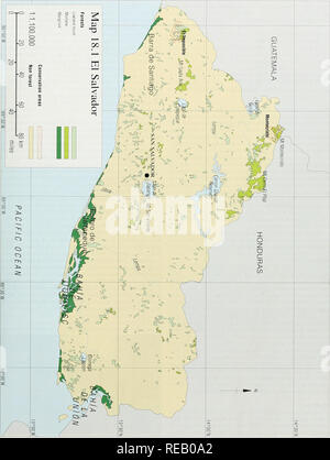 . L'Atlante di conservazione delle foreste tropicali: le Americhe. El Salvador. 173. Si prega di notare che queste immagini vengono estratte dalla pagina sottoposta a scansione di immagini che possono essere state migliorate digitalmente per la leggibilità - Colorazione e aspetto di queste illustrazioni potrebbero non perfettamente assomigliano al lavoro originale. Harcourt, C. S. , Sayer, J. A. , WCMC, CIFOR. IUCN Foto Stock