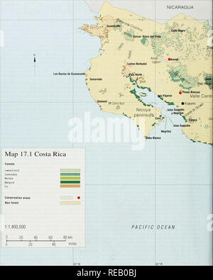 . L'Atlante di conservazione delle foreste tropicali: le Americhe. Costa Rica. 162. Si prega di notare che queste immagini vengono estratte dalla pagina sottoposta a scansione di immagini che possono essere state migliorate digitalmente per la leggibilità - Colorazione e aspetto di queste illustrazioni potrebbero non perfettamente assomigliano al lavoro originale. Harcourt, C. S. , Sayer, J. A. , WCMC, CIFOR. IUCN Foto Stock