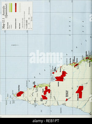 . L'Atlante di conservazione delle foreste tropicali: Asia e Pacifico. Australia. Si prega di notare che queste immagini vengono estratte dalla pagina sottoposta a scansione di immagini che possono essere state migliorate digitalmente per la leggibilità - Colorazione e aspetto di queste illustrazioni potrebbero non perfettamente assomigliano al lavoro originale. Collins, N. M. , Sayer, J. A. , Whitmore, T. C.. IUCN Foto Stock