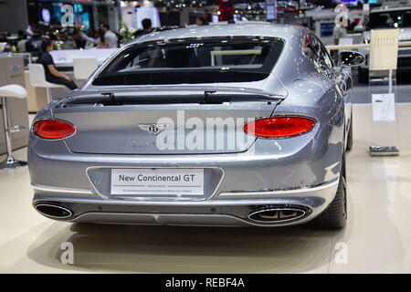 Nonthaburi, Tailandia - 4 Dicembre 2018: vista posteriore di Bentley Continental GT ha presentato nel motore di Expo 2018 Foto Stock