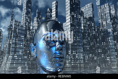 Una città controllati da intelligenza artificiale Foto Stock