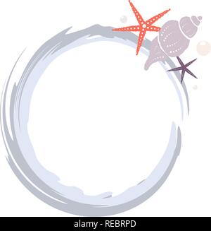 Vettore rotonda telaio con design nautico elementi. Eps 10 Illustrazione Vettoriale