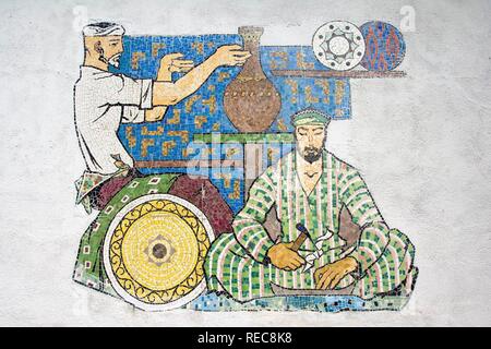 Tashkent, Museo delle Arti Applicate, mosaici, Uzbekistan Foto Stock