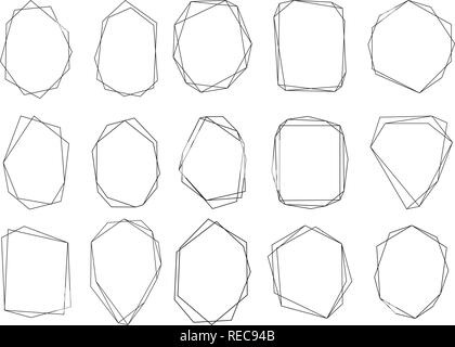 Telai poligonale impostato. I triangoli di oro, forme geometriche. Illustrazione Vettoriale