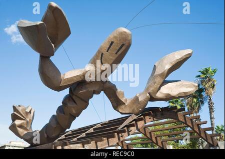 Aragosta scultura di Xavier Mariscal, Moll de Fusta, Barcellona, in Catalogna, Spagna, Europa Foto Stock