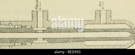 . Compte Rendu. La scienza; scienza -- Congressi. 238 GÃNIE MATERIA CIVILE ET MILITAIRE, navigazione chaudiÃ¨res cylindriques Ã retour de flamme Ã©taient disposÃ©es pour la chauffe au pí©trole seul, avec onu pulvÃ©risateur seulement par foyer. Les essais auxquels l'auteur de cette nota una assistÃ© ont Ã©tÃ© TRÍ¨s satis- faisants. Le pulvÃ©risateur Guyot Ã jet central de pí©trole est reprÃ©sentÃ© par le croquis de la figura 3. Jl un l'avantage de s'obstruer moins rapidement que les appareils Ã jet un- || nulaire, mais lorsqu'il est encrassÃ©, il est nÃ©- cessaire de le dÃ©mon- ter pour le nettoyer. Le dernier Foto Stock