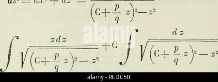 . Compte Rendu. La scienza; scienza -- Congressi. 234 MATHÃMATIQUES, ASTRONOMIE, GÃODÃSIE ET MÃCANIQUE OU (22) ce - C = -?^ + ^^ arc tgÂ", 1 -|- U' q formule dans laquelle u = 1-^ ^-M^-'- 9 1 '+i.('+^^' C'est la longueur d'Arc de cette courbe qu'il est utile d'avoir ; repar- tonnellate de la formule (20) ; nous en dÃ©duirons : (C+^-i.&GT;./."-. d'oÃ¹ ds = â / nc+ q Ces intÃ©grales sont prÃ©cisÃ©ment celles que l'su un obtenues dans le calcul de x ; et l'su trouvera finalement, en prenant dans un des Termes correctifs la tangente pour l'arc : formule dans laquelle G' sieri dÃ©terminÃ©e en faisant *â ¢ = Foto Stock