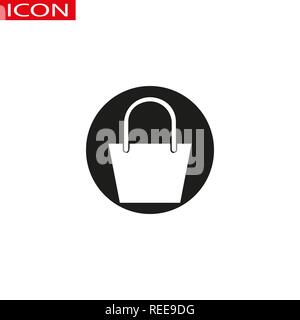 Shopping bag icona nella trendy design piatto Illustrazione Vettoriale