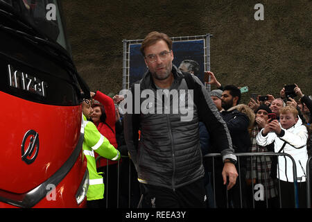 Jurgen Klopp, Liverpool Manager arriva in anticipo del match - Brighton & Hove Albion v Liverpool, Premier League, Amex Stadium, Brighton - XII Gennaio Foto Stock